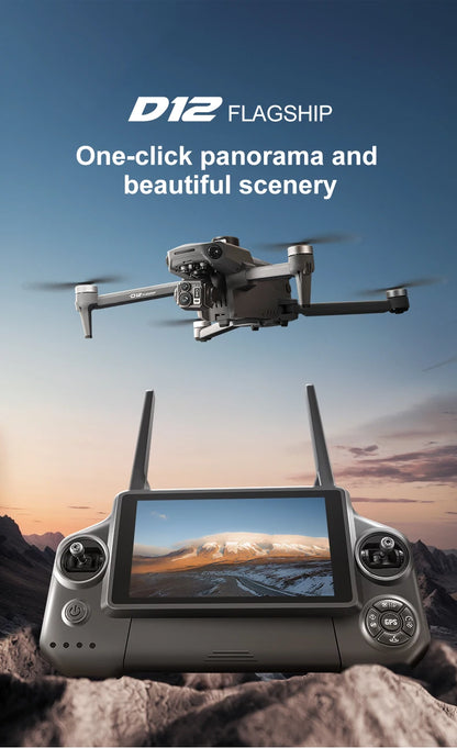 ZLL D12 Drone With 8K HD Camera Screen Remote GPS 360° Obstacle Avoidance 5G Wifi FPV Brushless Motor RC Dron Load capacity 500g
