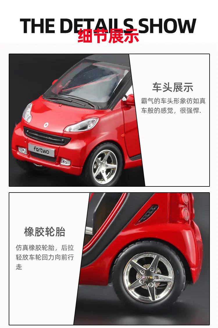 1:32 Mercedes-Benz SMART Miniatures Alloy Diecast Model Car Model Sound &amp; Light Toys For Kids Cute and Compact Christmas Gifts