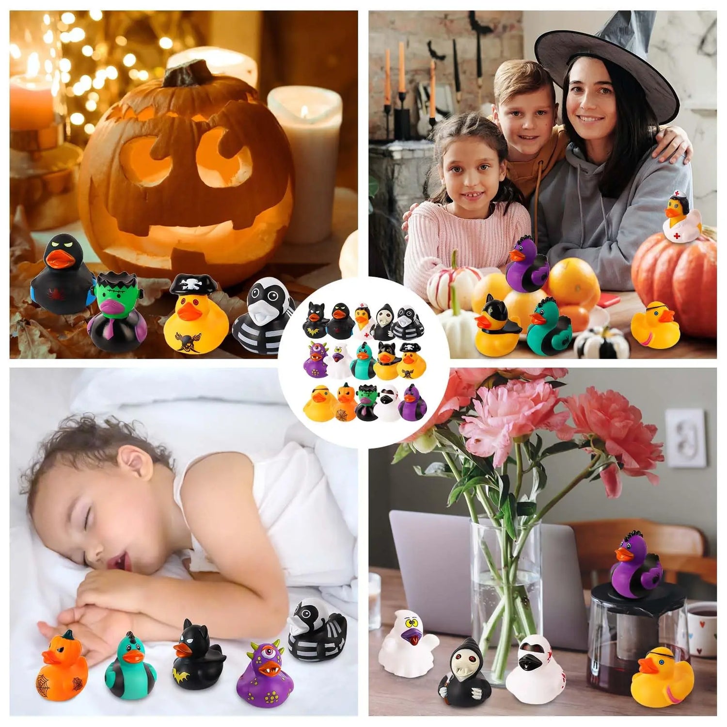 12/24/36PC Halloween Rubber Ducks, 2.5 Inch Halloween Ducks for Jeeps with Various Halloween Characters Novelty Rubber Duck Toys