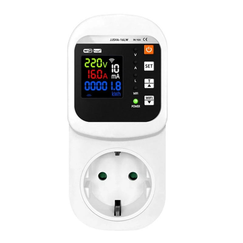 Tuya Wifi Smart Socket Voltage & Current Protector Stabilizer Multifunctional Power Energy Meter EU Plug