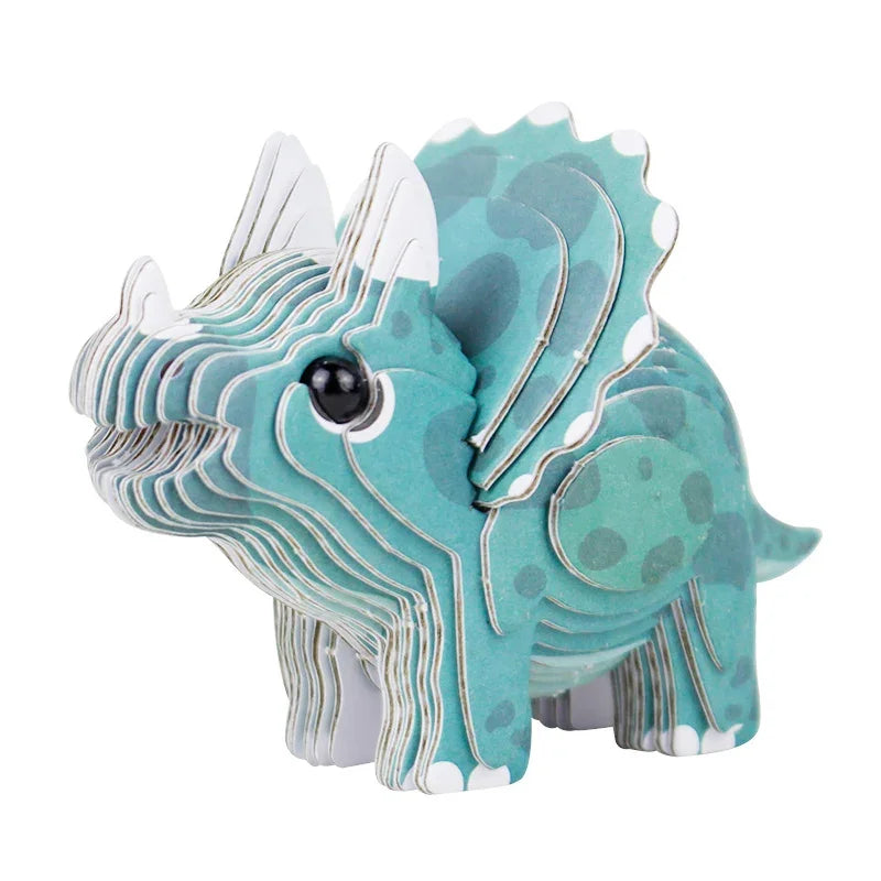 3D Paper Puzzle Animal Model Toy Boxed Dinosaur Giraffe Hippo Shark Spelling Funny Puzzle Fine Movement Training Educational Toy