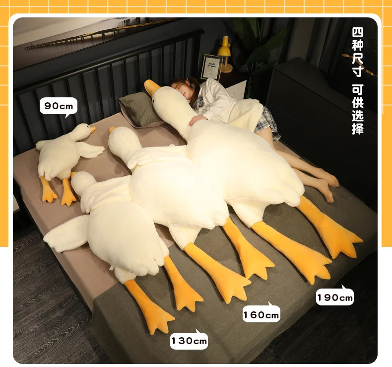 50-190cm Huge Cute Goose Plush Toys Big Duck Doll Soft Stuffed Animal Sleeping Pillow Cushion Christmas Gifts for Kids and Girls