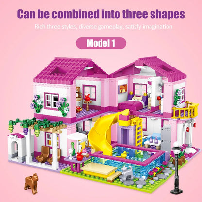 City House Summer Holiday Villa Castle Building Blocks Sets Figures Swimming Pool DIY Toy For Kids Friends Girls Birthday Gift