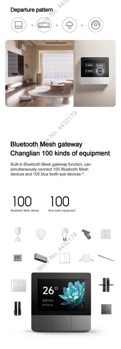 Xiaomi Smart Home Panel 3.23&quot; Touch Screen Switch Central Control Screen Built in Bluetooth Mesh Gateway Works with Mihome App