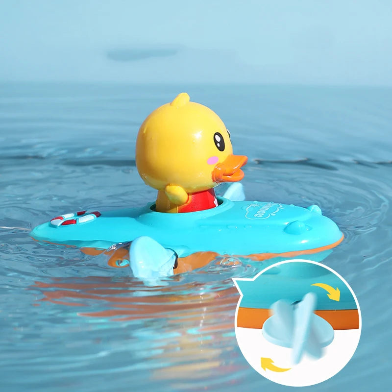 Children Bath Playing Toys For Swimming Bathtub Pool Duck Toy  Floating Ducklings Toy Little Yellow Duck Boating to Wash Toys