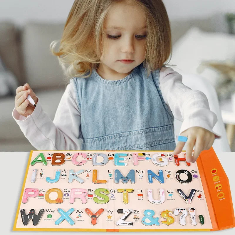 Baby Montessori Wooden Education Fridge Magnet 26 Alphabet Toys Learn Letter Matching Puzzle Magnetic Alphabet Book Toys For Kid