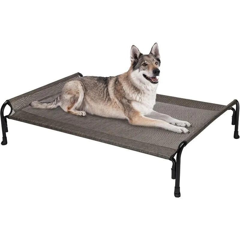 Elevated Dog Bed, Outdoor Raised Dog Cots Bed for Large Dogs, Cooling Camping Elevated Pet Bed with Slope Headrest