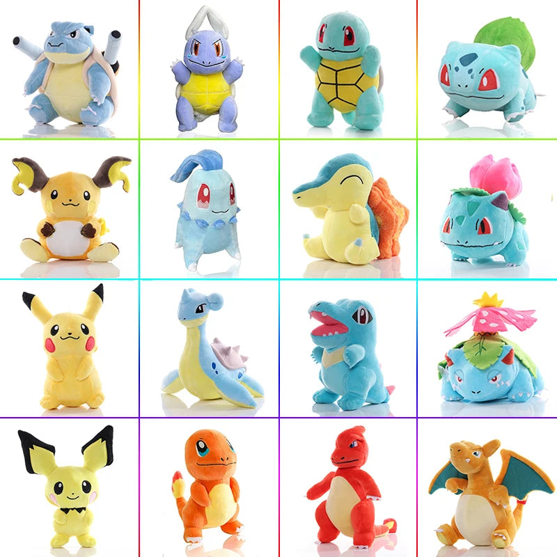 20cm Anime Pikachu Charmeleon Blastoise Ivysaur Doll Pokémon Wartortle Plush Toy Cartoon Venusaur Cyndaquil Charizard Plushie