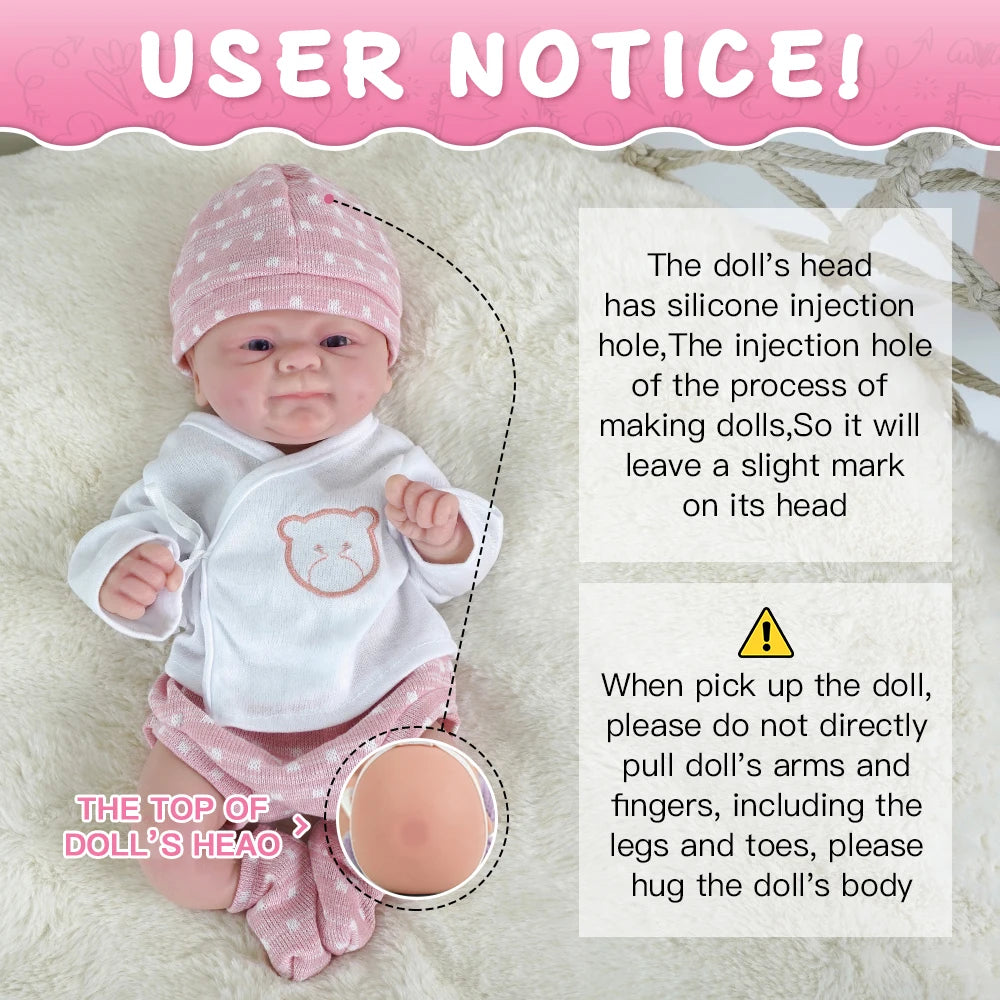 14inch Full Body Silicone Bebe Reborn Girl &quot;coco&quot; Doll with Magnet Pacifier Lifelike Baby DIY Blank Kids Toys