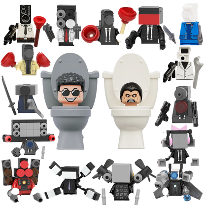 Skibidi Toilet Cartoon Bricks – TV Man, Cameraman &amp; Speakerman Toys