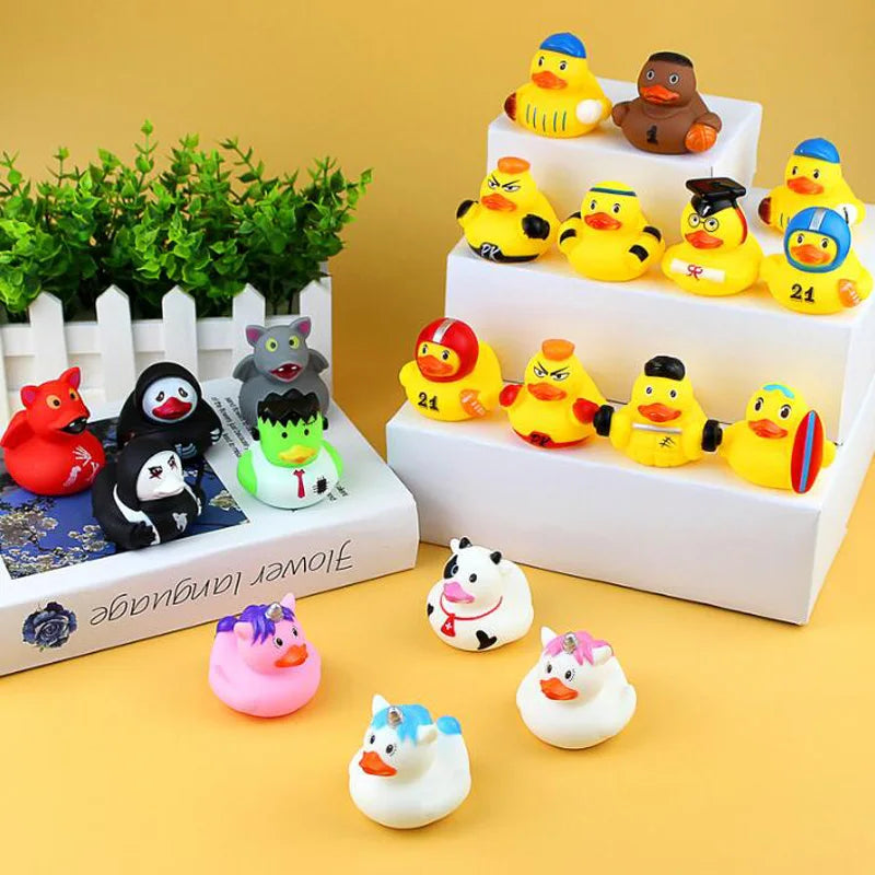 1pcs Creative Sports Duck toy Baby Bath Toys Rubber Ducks for Summer Beach Pool Activity Floating Ducks Bathtub Toy for Toddlers