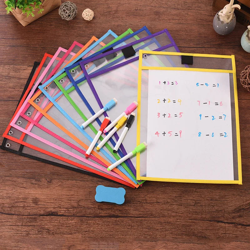 10Pcs Transparent Dry Brush Bag Kids Craft Drawing Board Painting Doodle Coloring Learning Educational Toys For Children Gift