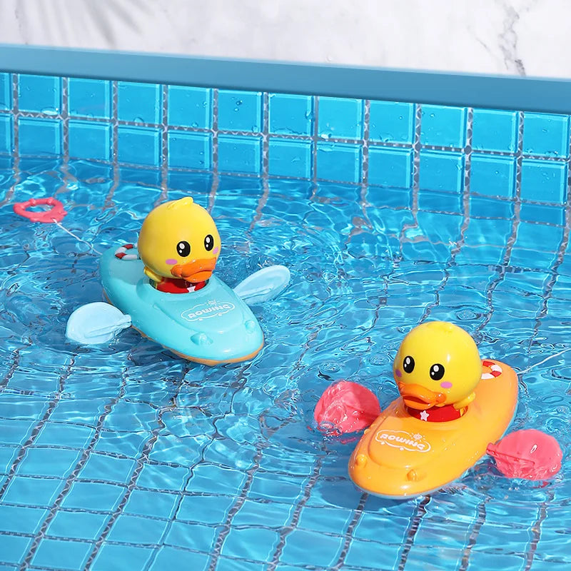 Children Bath Playing Toys For Swimming Bathtub Pool Duck Toy  Floating Ducklings Toy Little Yellow Duck Boating to Wash Toys