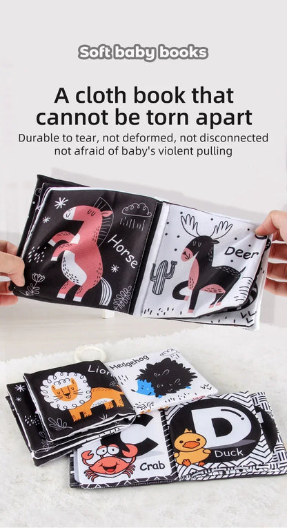 Baby Clothes Book Soft Black and White High Contrast Visual Stimulation Book Toddler Early Learning Educational Book Sensory Toy