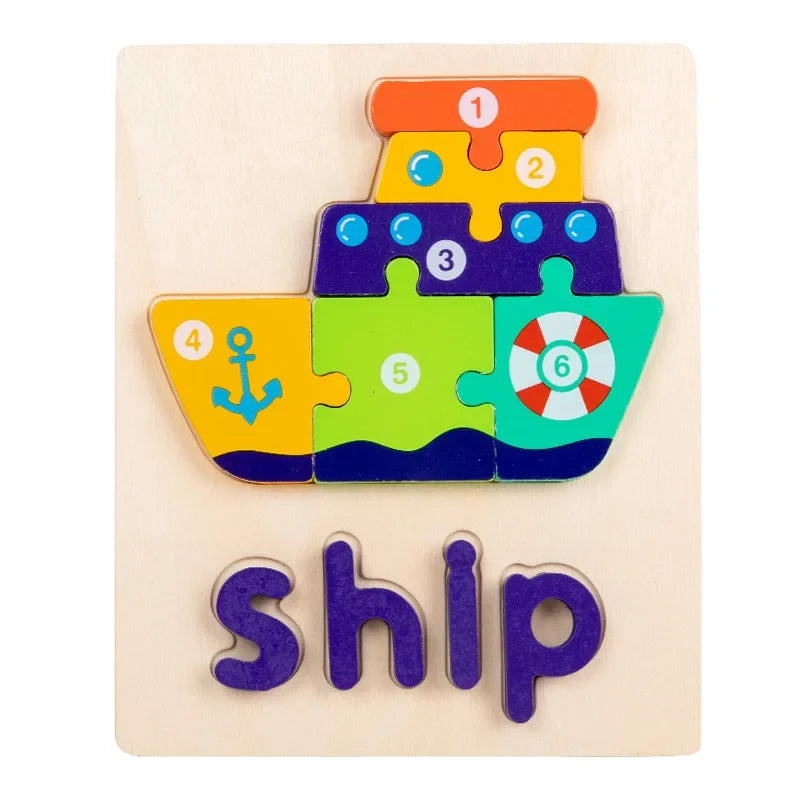 Wooden Alphabet Spelling Animals Puzzles for Toddlers,Montessori Educational Toys for 3+ Years Old Kids Boys and Girls