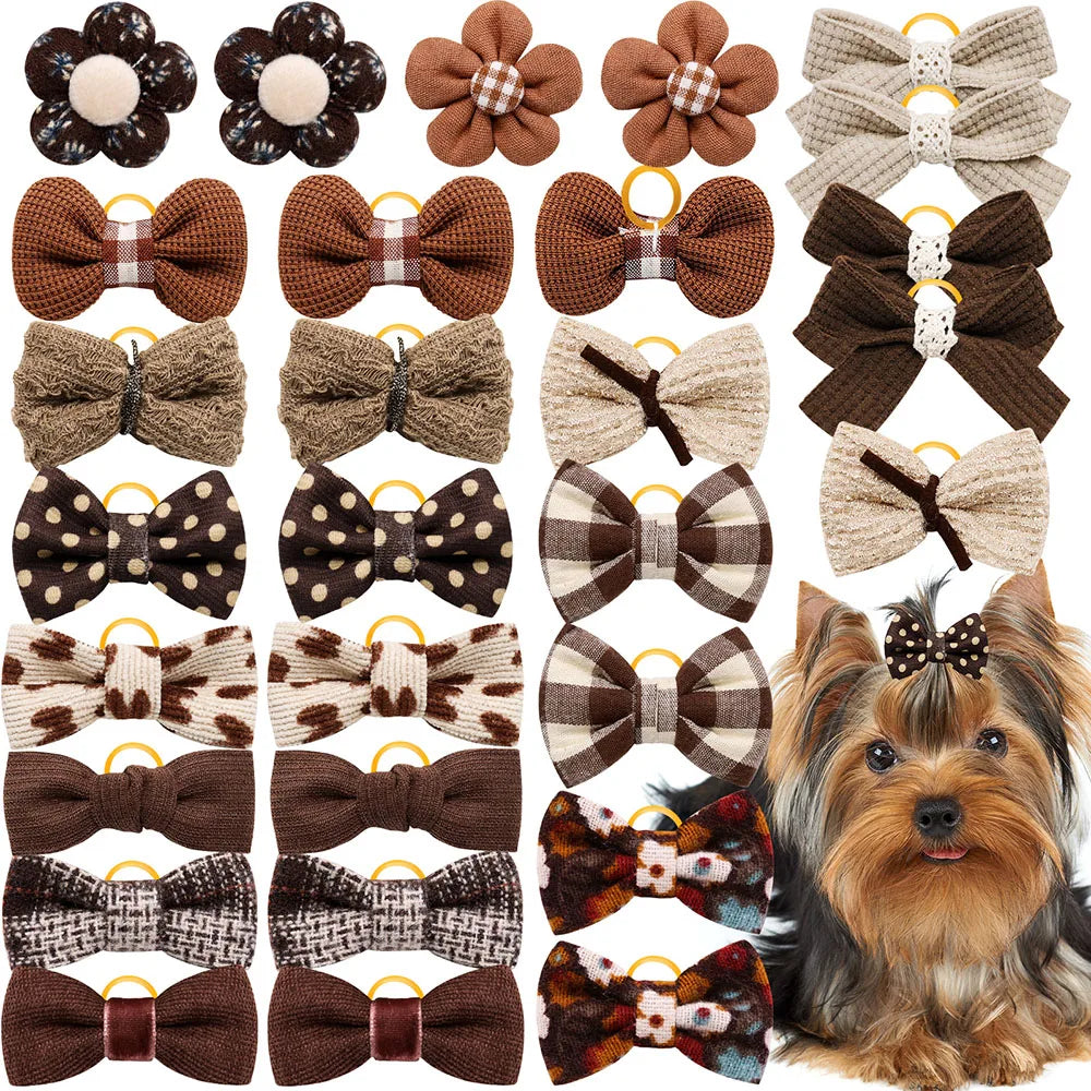 Dog Hair Bow Rubber Bands 10 pcs