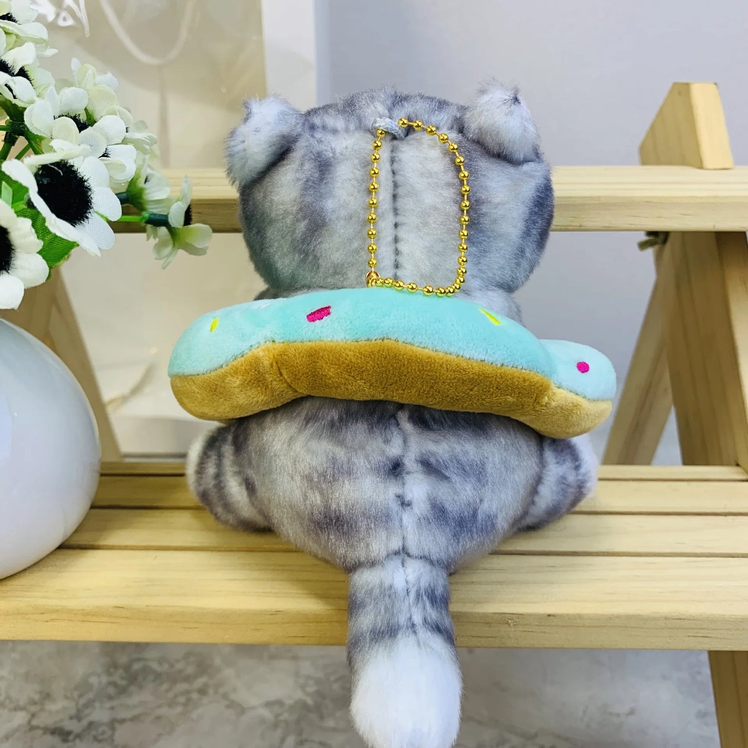 Japanese Mofusand Cute Donut Shark Cat 14cm Plush Doll Hanging Popular Cartoon Kitten Plush Keychain Bag Charm Gift