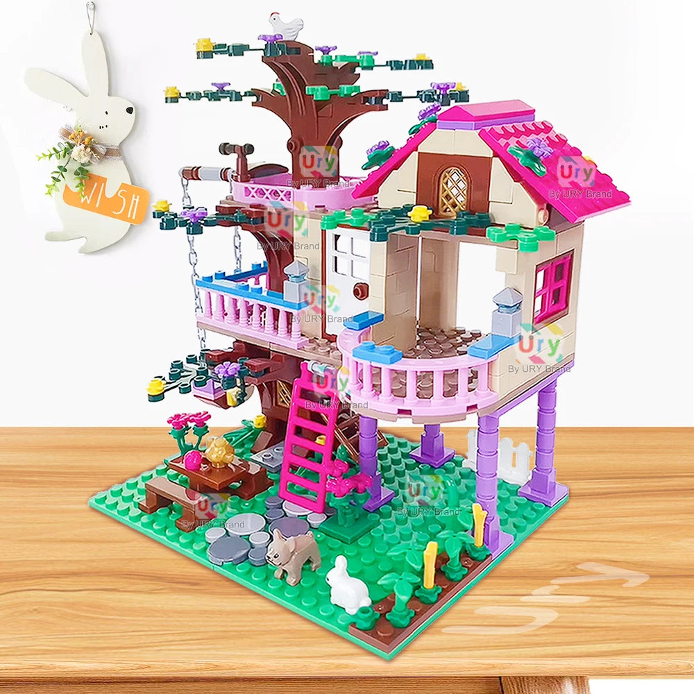 Friends City Tree House Summer Holiday Villa Castle Building Blocks Sets Figures Garden DIY Toys for Kids Girl Birthday Gift