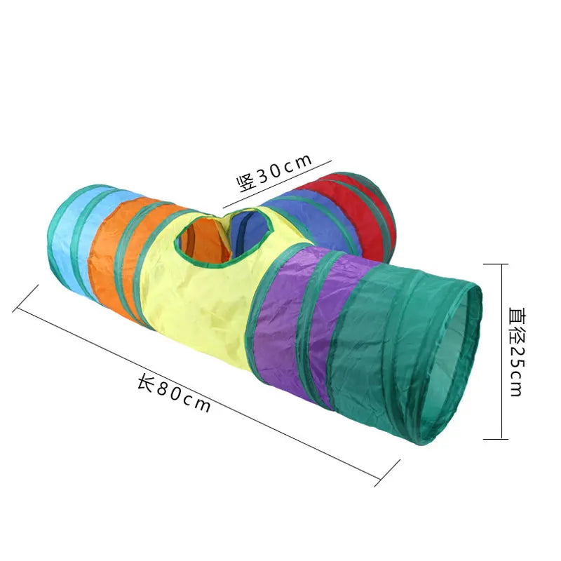 Foldable Rainbow Cat Tunnel Interactive Cat Toy Collapsible Play Tube for Kittens Durable Portable Pet Exercise Cubes