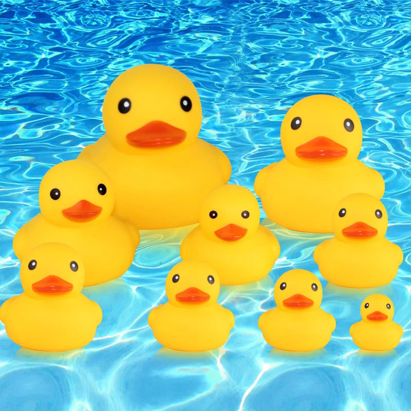 Cute Duck Baby Bath Toys Squeeze Animal Rubber Toy BB Duck Bathing Water Toy Race Squeaky Rubber Yellow Duck Toys for Kids Gifts