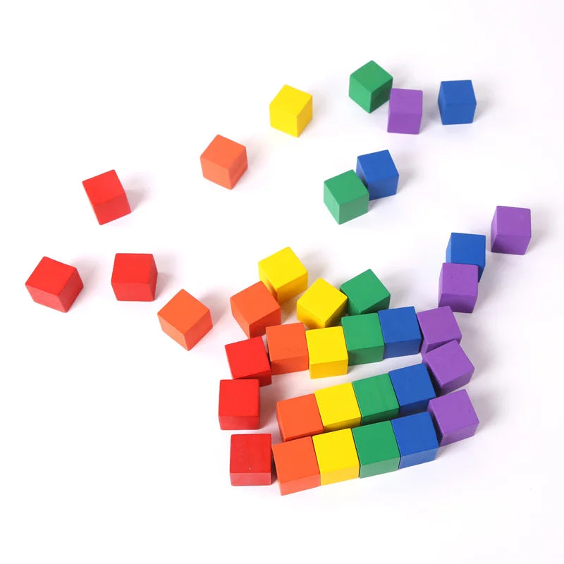 20 Pcs/Set Colorful Mini DIY Wooden Square Blocks 2*2*2cm Wood Solid Cubes for Kids Handmade Craft Toy