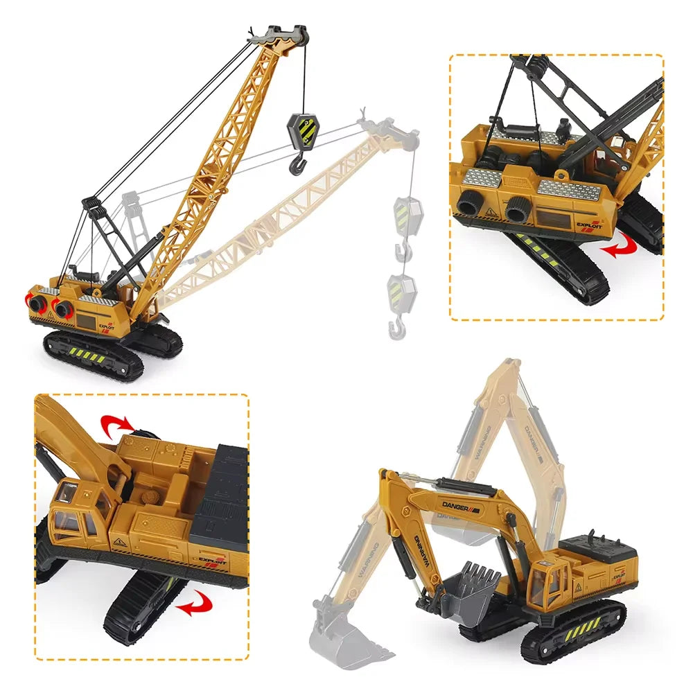 ﻿9 Styles Alloy Engineering Diecast Truck Tractor Loader Crane Excavator Toys Construction Model Vehicle Toy Car for Boys Gifts