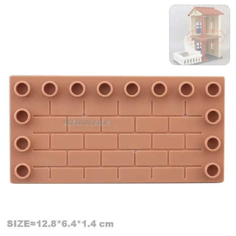 Big Building Block Accessories Compatible Duplos Houses Construction Furniture Pillar Fence Assembly Bricks Toys For Children