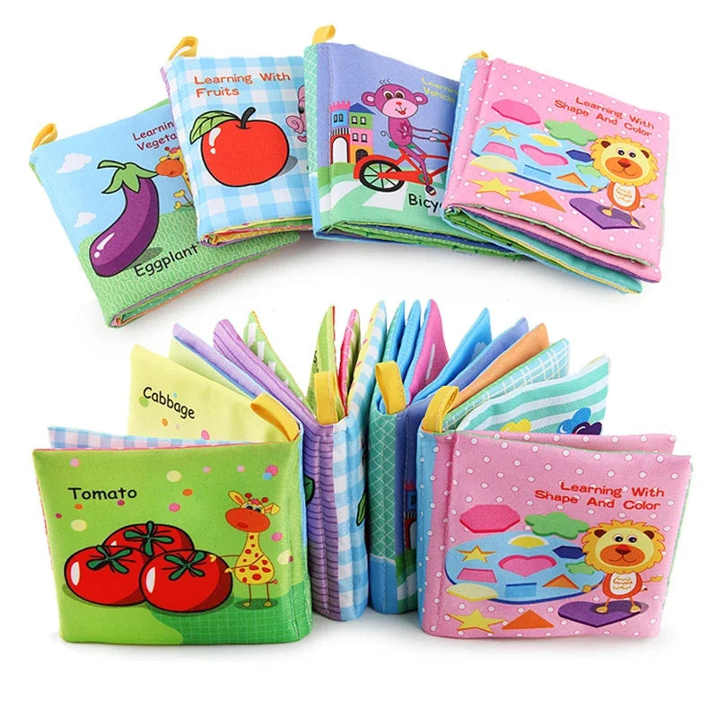 0-12 Months Baby Cloth Book Fruits Animals Cognize Puzzle Book Infant Kids Early Learning Educational Fabric Books Toys игрушк