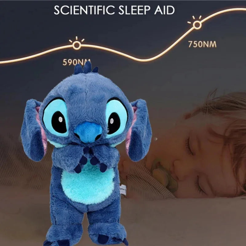 Stitch Doll Toys Baby Breathing Bear Plush Soothing Doll Soothing Music Sleeping Companion Sound And Light Plush Toys Kids Gift