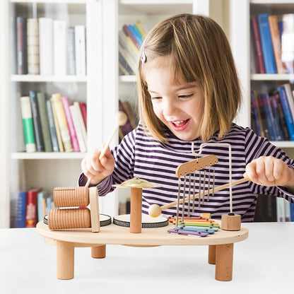 Baby Wooden Montessori Toys Bandstand Model Removable Set Mobile Drum Children Puzzle Learning Toys For Newborn Birthday Gift