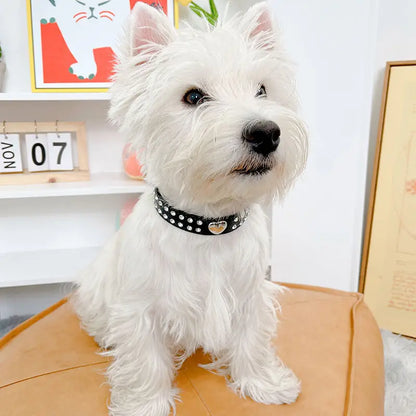 Heart Rhinestone PU Leather Collar