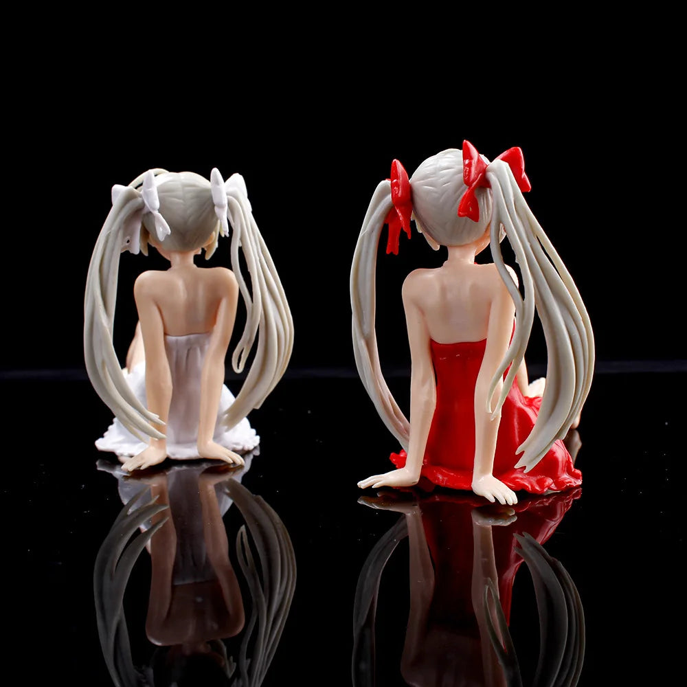 7.5cm Anime Yosuga No Sora Action Figure Kasugano Sora White Dress Sexy Girls Kasugano Dome Doll PVC Collectible Model Car Toy