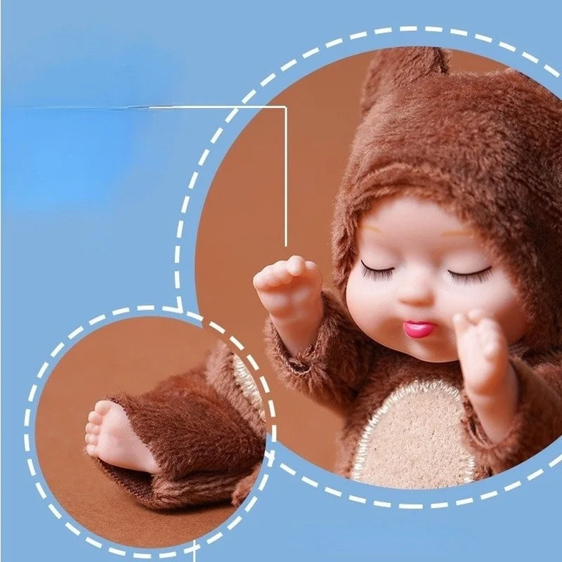 1pcs New Fashion 12cm Simulation Rebirth Dolls Toy Mini Cute Sleeping Baby Series Doll Cartoon Animal Toy for Kids Birthday Gift