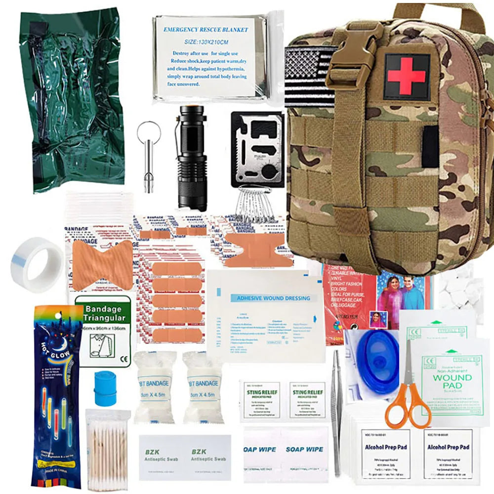 230 Piece Survival First Aid Kit Molle Survival  Outdoor Gear Emergency Kit Trauma Bag for Camping Hunting Hiking Family Car