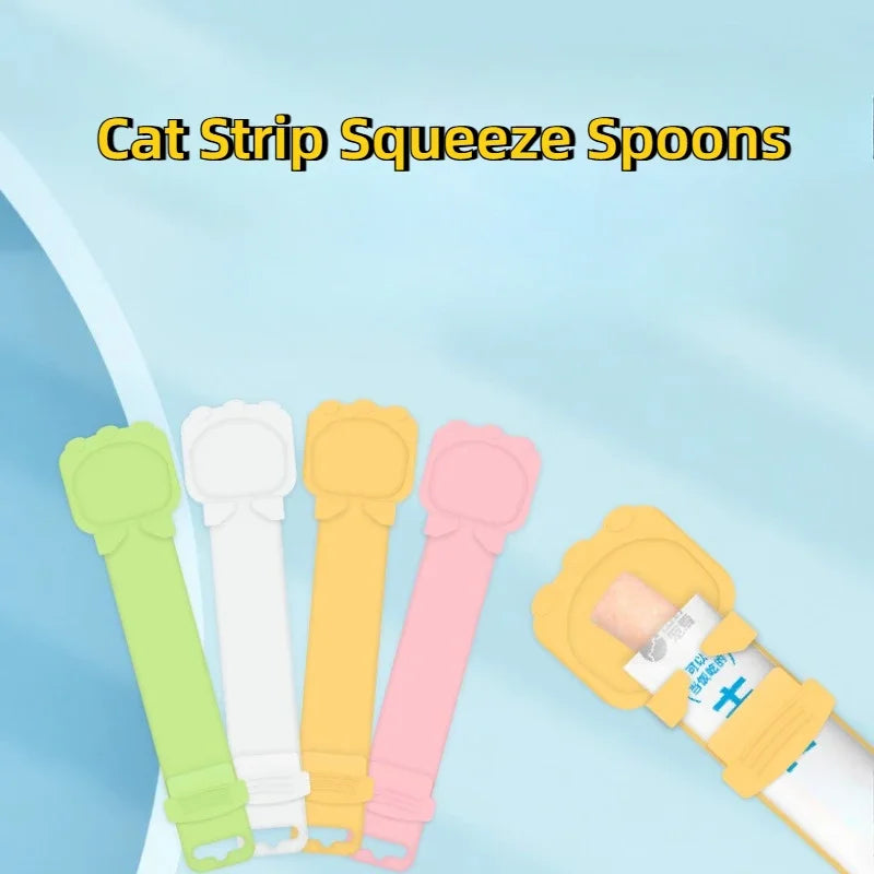 Pet Feeder Spoon Cat Strip Squeeze Spoons Hangable Cat Feeding Spoon for Cat Wet Food Treats Liquid Snack Feeding