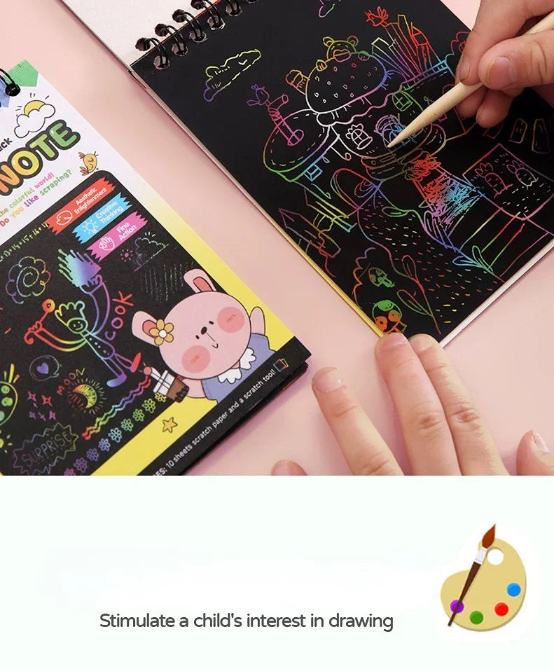 Rainbow Magic Scratch Off Paper Set for Kids Arts Scraping Painting Drawing Toys DIY Graffiti Book Montessori Educational Toys