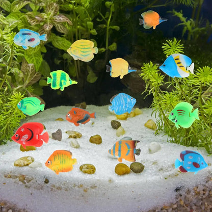 20Pcs Tropical Fish Figure Play Set with Plastic Fish Toys Fake Small Plastic Fish Assorted Fishes Baby Bath Toy