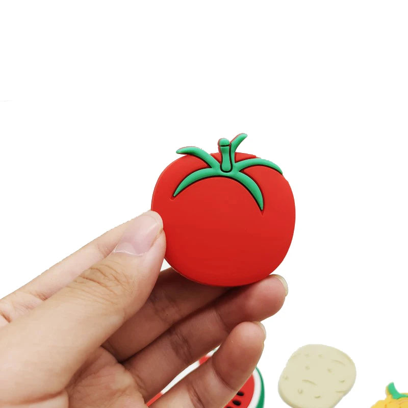 24Pcs/Set Simulated Fruits and Vegetables Fridge Magnets Cartoon PVC Stickers Kids Learning Toys Magnetic Refrigerator Magnets