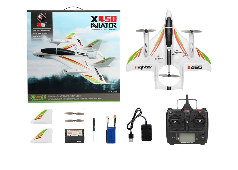 WLtoys XK X450 RC Airplane 6CH Brushless Plane 2.4G Radio Control Glider Fixed Wing Remote Control Aircraft 3D/6G RC Helicopters