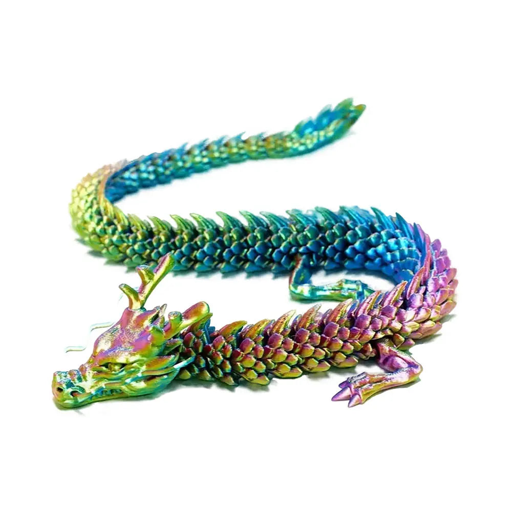 3D Printed Articulated Dragon Rotatable Joint 3D Crystal Chinese Dragon Ornaments Mystery Dragon Egg Toy Home Office Decoration