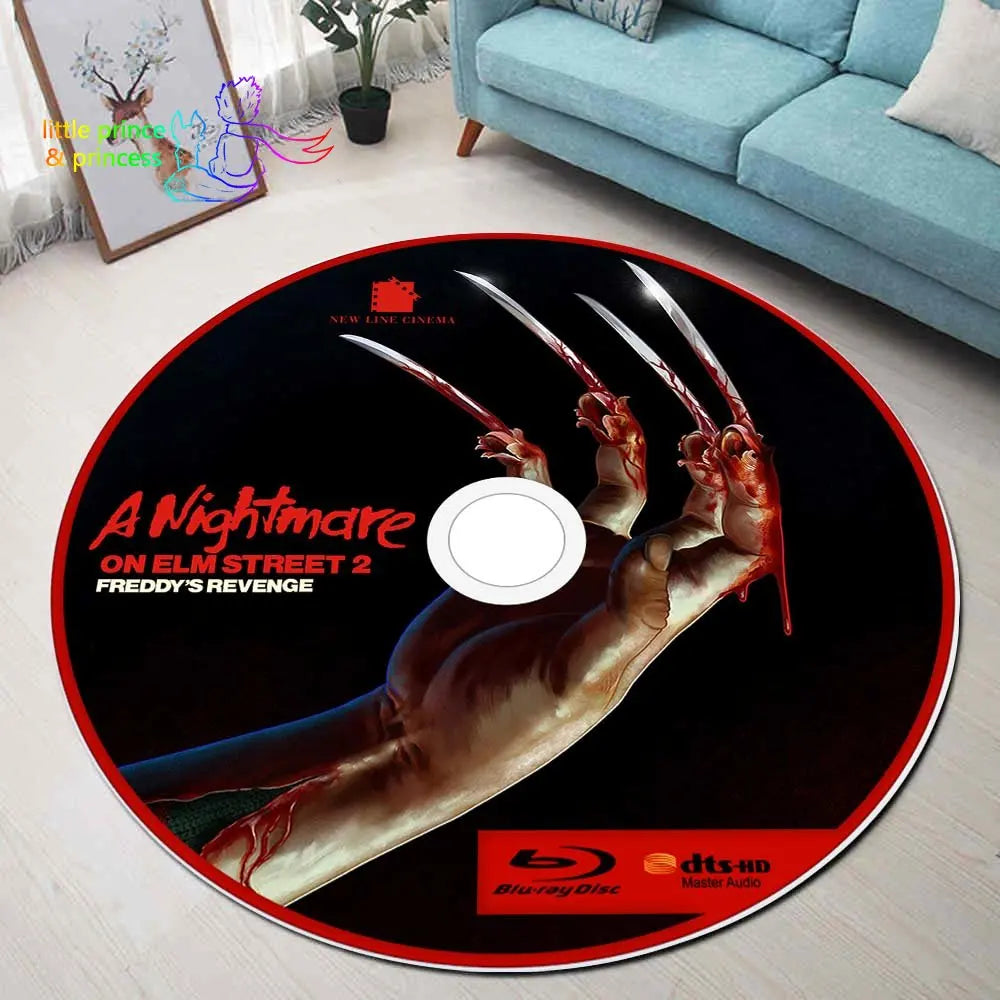 Freddy Krueger Movie CD Rug Round Mat Halloween horror Round Rug Bathroom Mat Black Mat Home Decor Rug Living Room Kitchen Rug