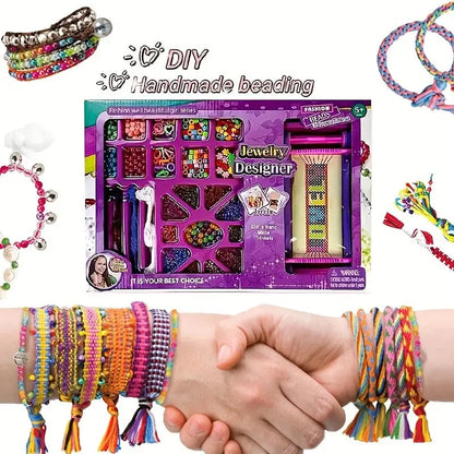 680 pcs charm bracelet making set, including bead chains, weavers, ropes, girl DIY craftsmanship, Christmas birthday gift set,