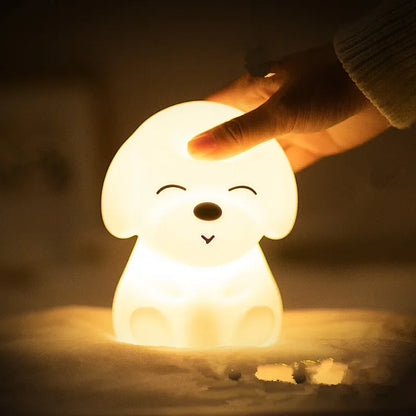 Dog LED Night Light Touch Sensor Dimmable Timer Rechargeable Bedroom Silicone Puppy Lamp for Children Baby Toy Gift lamp