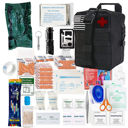 230 Piece Survival First Aid Kit Molle Survival  Outdoor Gear Emergency Kit Trauma Bag for Camping Hunting Hiking Family Car