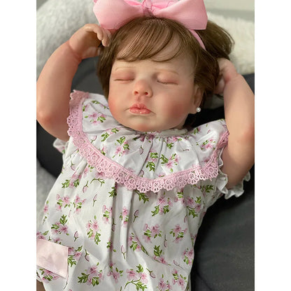 48cm Cute Baby Doll LouLou with Hand Rooted Hair Cotton Body  Sleeping Baby Doll 3D Painting with Visible Veins