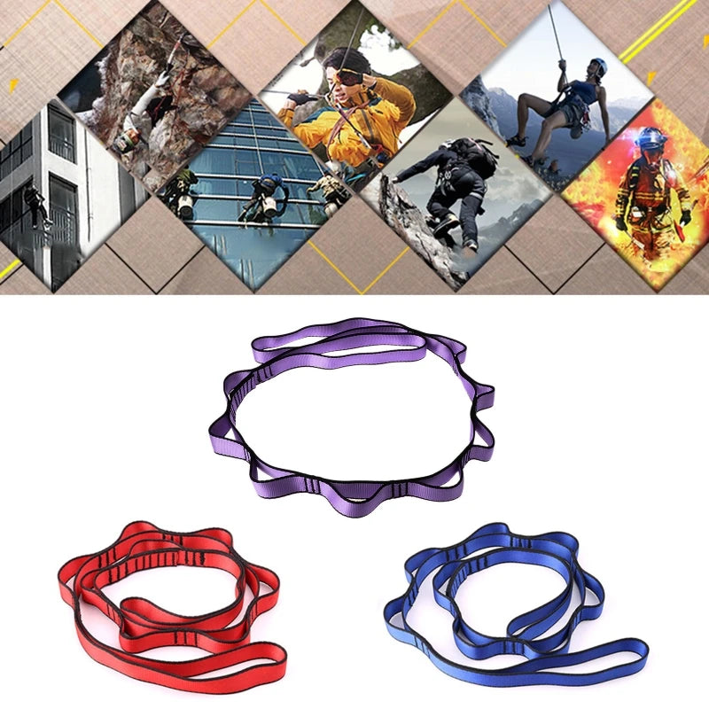 Climbing Nylon Daisy Chain Rope With Loops Yoga Hammock Hanging Strap Bandlet Camping Equipment Survival Gear