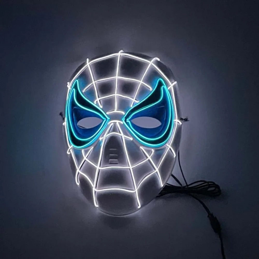 Spiderman Iron Man Cold Light Mask Avengers Hulk Superhero Cosplay Led Mask Children Accessories Props Halloween Christmas Gift