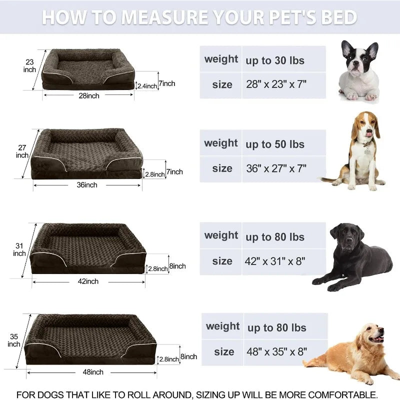 Orthopedic Dog Bed Washable Luxury Plush Dog Cage Bed Comfortable Dog Nest Mat Non Slip Pet Sleeping Mat with Side Edges,