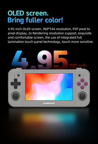 ANBERNIC RG505 Handheld Game Console Android 12 System Unisoc Tiger T618 CPU 4.95 Inch OLED Touch Screen 128G TF Card 3172 Games