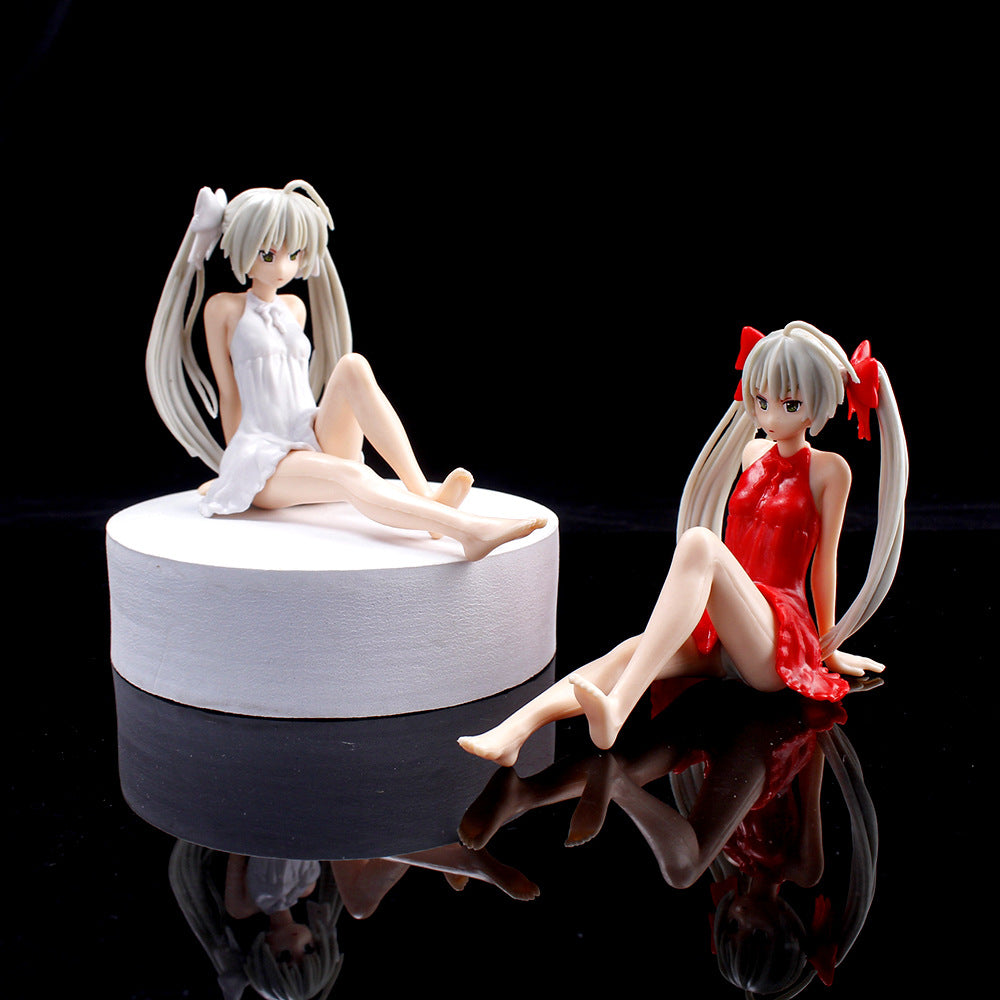 7.5cm Anime Yosuga No Sora Action Figure Kasugano Sora White Dress Sexy Girls Kasugano Dome Doll PVC Collectible Model Car Toy